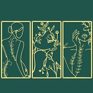 亚马逊简约金属壁挂艺术剪影女性身体线条家居客厅墙面壁挂装饰品