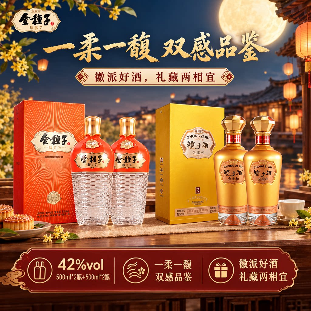 【品牌节日大促】金种子馥7 42度500ml*2瓶+金柔和42度500ml*2瓶