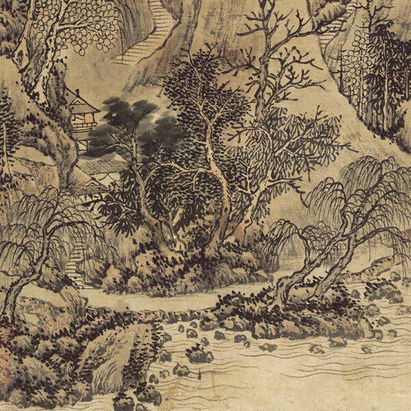 明沈周春云叠嶂图中国古代名画高清微喷临摹名人水墨国画装饰画