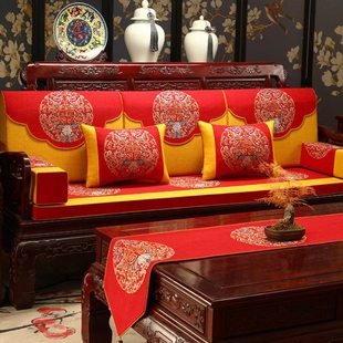红木沙发坐垫中式罗汉床五件套带靠背座垫实木家具沙发垫套罩定制