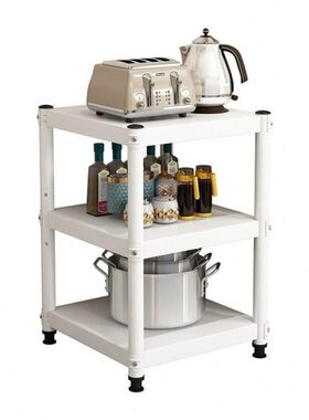 白色烤漆加厚厨房碳钢夹缝置物架落地多层放锅具收纳架微波炉架子