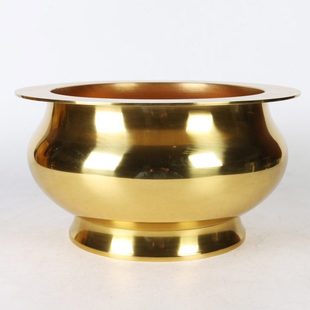 纯铜铜香炉 光身炉 供佛香插立香炉 佛事用品铜佛具铜炉 大炉铜鼎