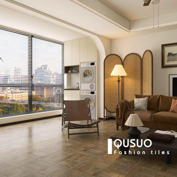 趣所 原木风复古木纹砖中古风客餐厅卧室仿木地板瓷砖地砖600x600