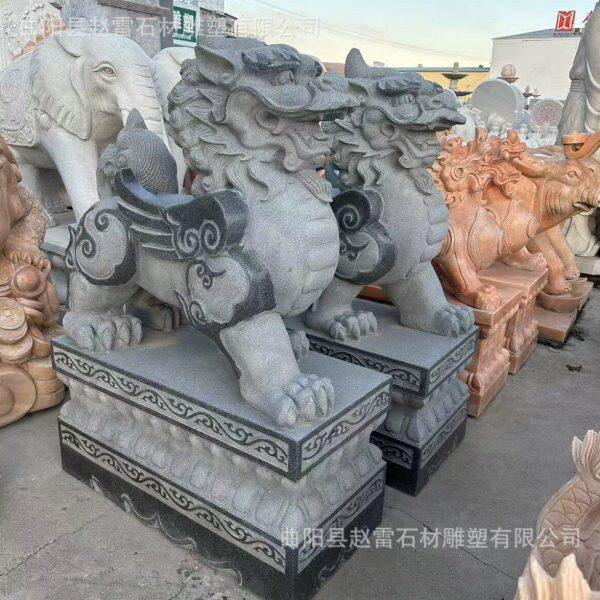石雕大象一对青石汉白玉角貔貅别墅家用酒店公司门口