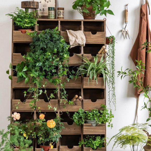 润家家居田园风阳台储物柜多功能实木抽屉收纳柜斗柜可移动置物架