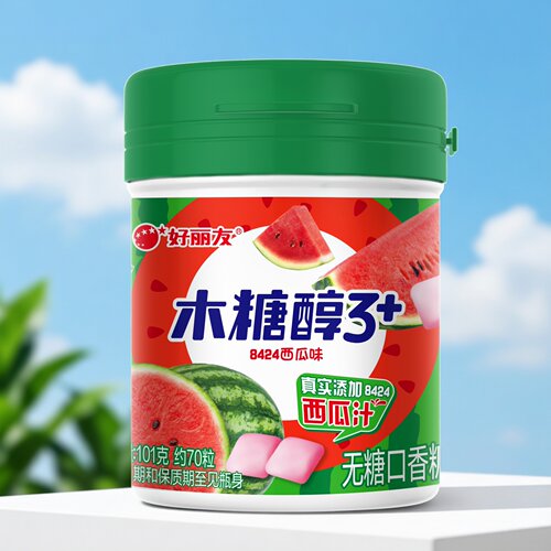 好丽友木糖醇3+无糖口香糖西瓜味