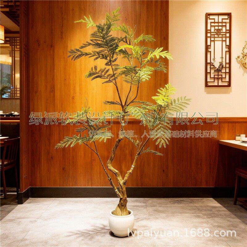 仿真蓝花楹盆栽北欧风栀子树假树多瓣叶装饰展厅假花艺配材绿植