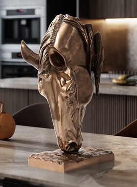 冷铸铜迎宾马头桌面摆件客厅电视柜酒柜玄关办公室装饰品乔迁送礼