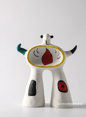 简约创意陶瓷动物摆件样板间儿童房抽象几何雕塑软装饰品桌面摆件