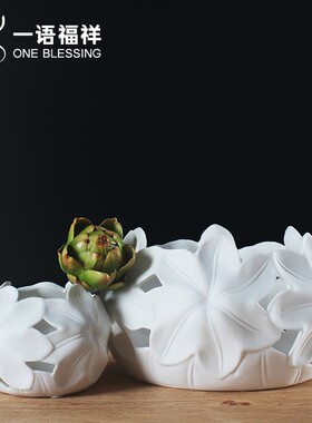 白色陶瓷花瓶花器现代简约创意花插摆件家居客厅电视柜摆设装饰品