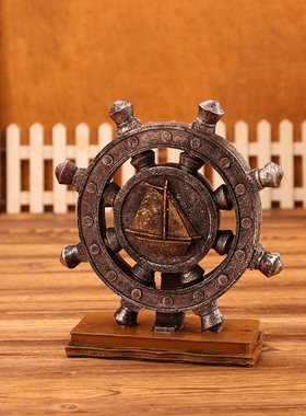 复古船舵模型小摆件家居客厅电视柜卧室酒柜装饰品办公室桌面摆设