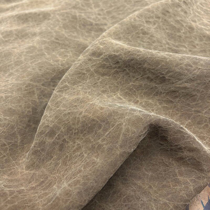 经典大龟纹顺德30姆米龟裂纹香云纱100%桑蚕丝真丝布料重磅莨绸