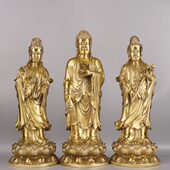 杨铜记 铜三圣阿弥陀佛观世音菩萨大势菩萨 铜西方三圣