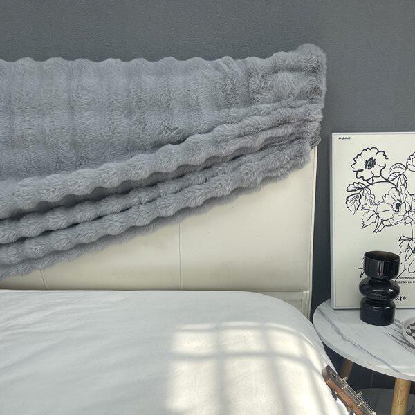 秋冬新品兔毛泡泡绒布床头罩套全包木板床皮床头保护套简约保暖