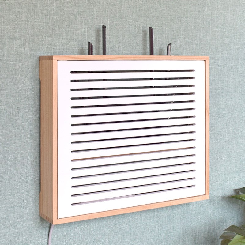 T9J5路由器收纳盒壁挂式光猫排插多媒体弱电箱装饰遮挡集线盒2021