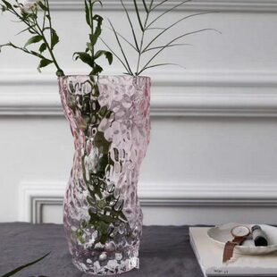 现代北欧通透锤纹彩色玻璃花瓶创意客厅插鲜花水培软装样板间摆件