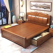 实木床1.8米双人床1.5米中式 直降 高箱储物大箱床实用床 爆款