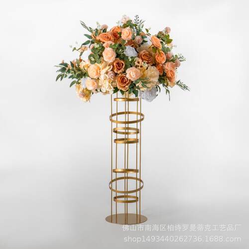 热销新款婚庆布置道具铁艺花架摆件婚礼主桌中心装饰摆件花器花托