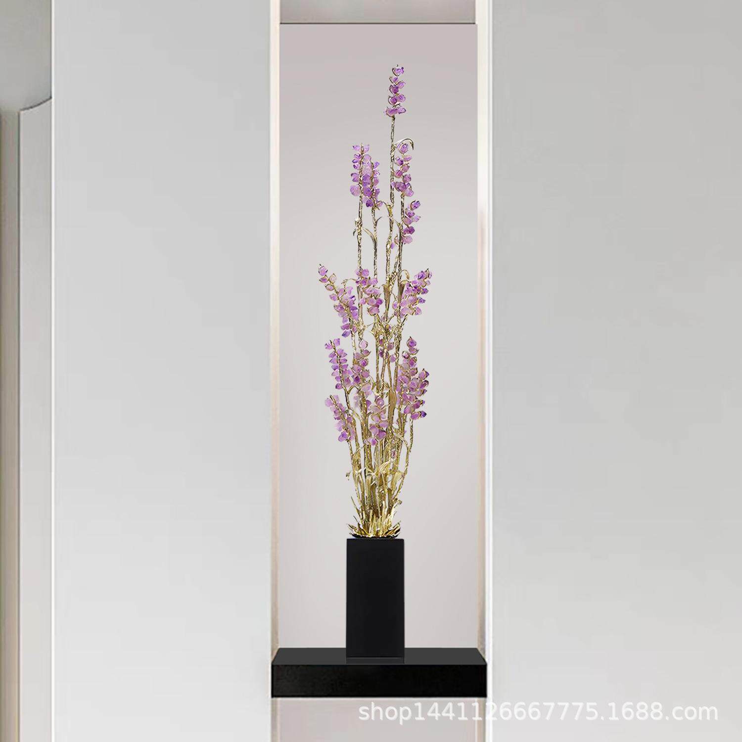 紫水晶穗穗平安摆件轻奢高档客厅玄关电视柜旁装饰新房子乔迁礼物