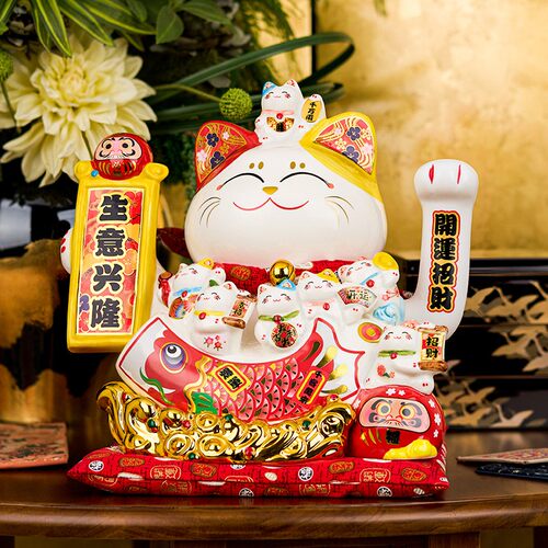 招财猫摆件开业大号自动摇手前台家居客厅办公装饰发财猫礼品店铺