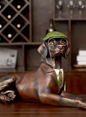 美式乡村风格狗狗摆件家居软装饰品摄影道具样板房装修摆设工艺品