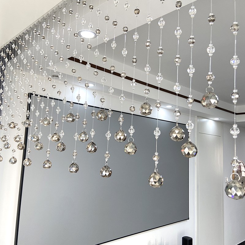 ll新款水晶珠帘客厅隔断帘奢华卧室门帘网红结婚珠帘免打孔装饰挂