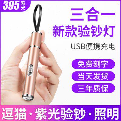 验钞机紫外线小型多功能便携式可充电迷你手持紫光笔手电筒验钞灯
