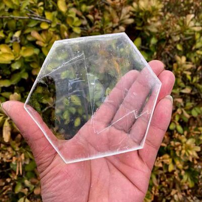 天然透石膏切片爱心形圆形正方形六边形五角星摆件杯垫水晶消磁