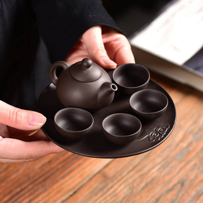 茶宠摆件精品可养迷你袖珍指尖壶紫砂茶壶一壶四S杯茶玩小孩子泡