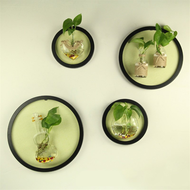 创意墙面a装饰实物画 水培植物玻璃花瓶花插现代简约照片墙壁饰挂