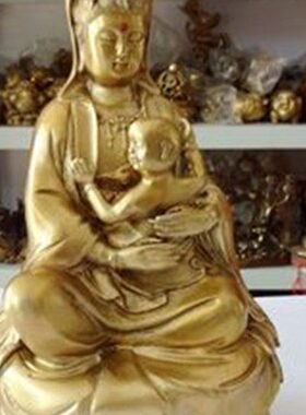 铜铸造铜观音送子摆件观音铜像平安家居客厅壁柜吉祥物工艺品摆设