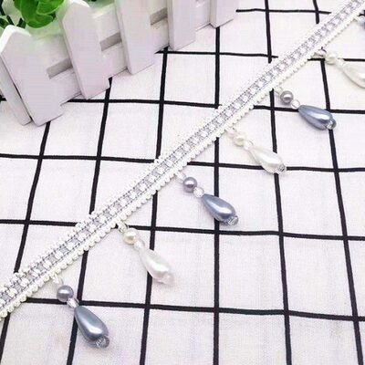 高档水晶珠子窗帘花边吊珠吊穗流苏简约现代布艺坠子窗饰辅料配件