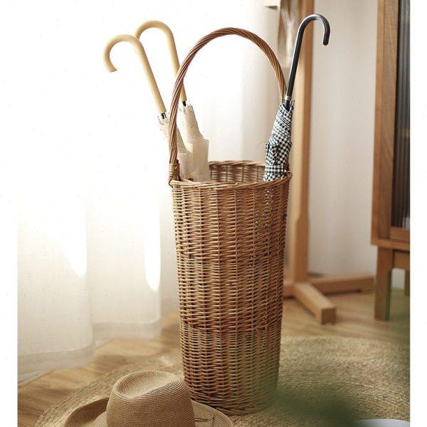 日式柳编雨伞收纳桶家用门口放伞置物架藤编编织脏衣篓手提收,收纳整理,脏衣篮,淘宝优惠券,粉丝福利购,淘宝优惠卷