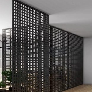 轻奢格栅隔断墙隔间挡板屏风办公室内玄关客厅装饰镂空金属隔栅