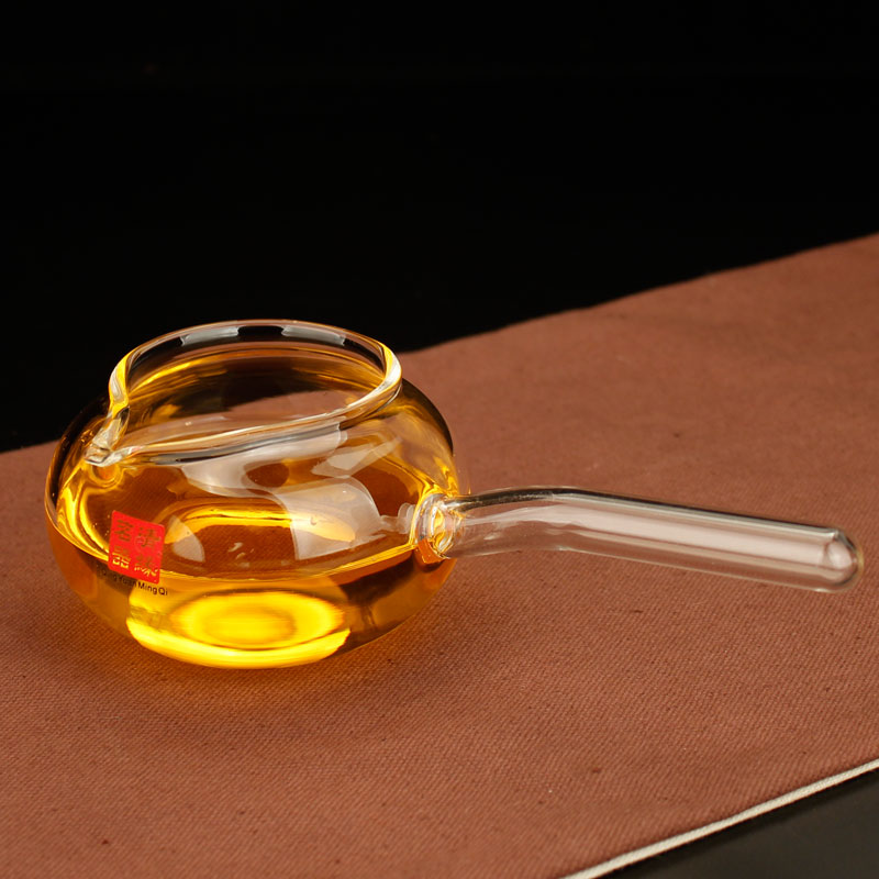 加厚玻璃公道杯耐热分茶器玻璃茶具E侧把公杯日式茶海茶具茶漏茶