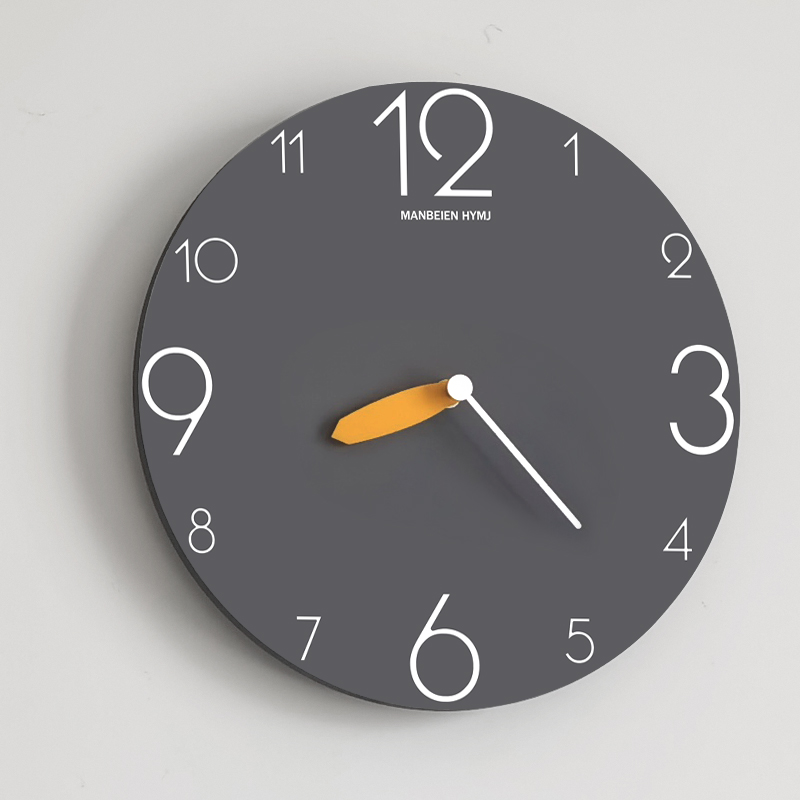 钟表挂钟客厅家用时尚免打孔现代时钟D挂墙石英钟静音简约2023新