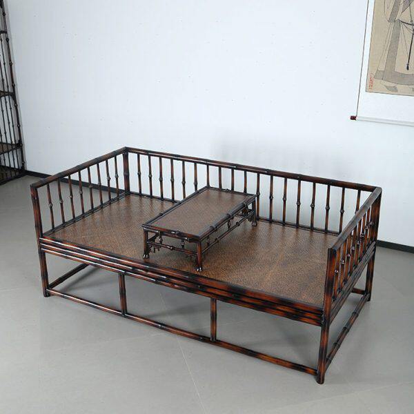 竹柒阁筇竹家具明式罗汉床沙发床两用客厅新中式红竹小炕桌椅组合