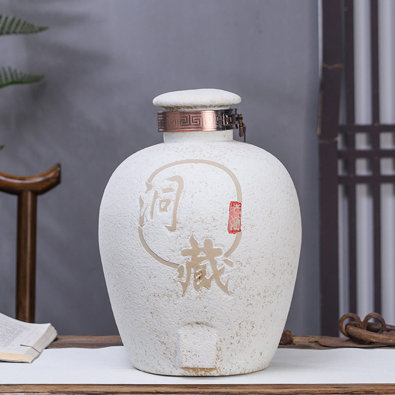 景德镇陶瓷泡酒坛子10斤30斤50带龙头密封洞藏酿酒密封罐洞藏密封