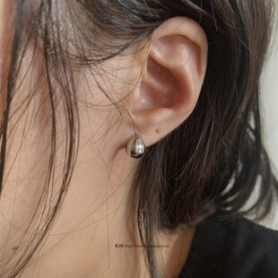 梵树For handmade-《独自美丽》92J5银 简约水滴小银蛋光面耳钉