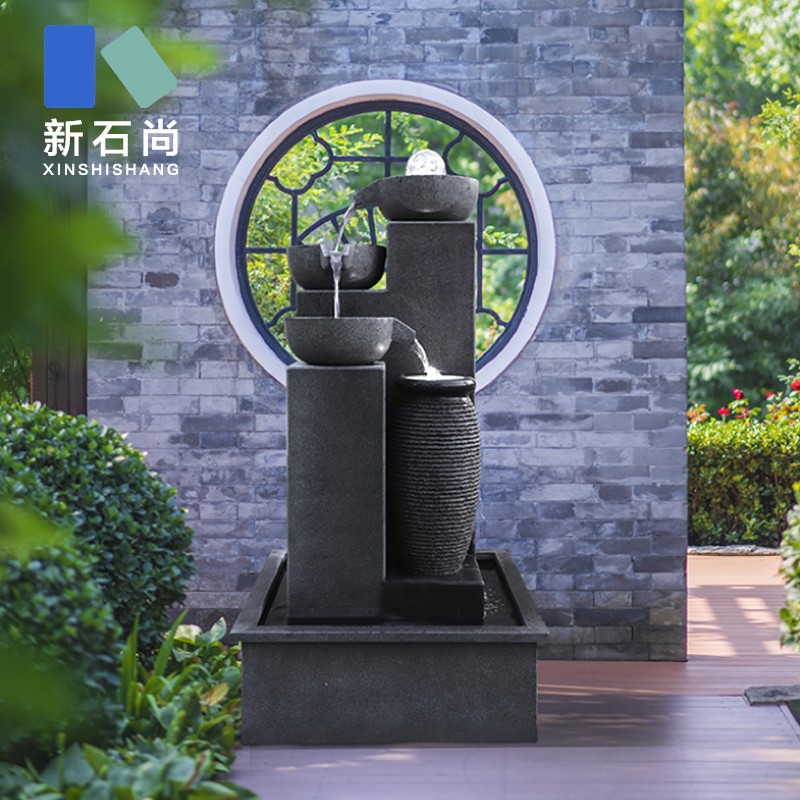 花岗岩水幕墙大型假山p流水喷泉鱼池石雕摆件室内摆设花园庭院水