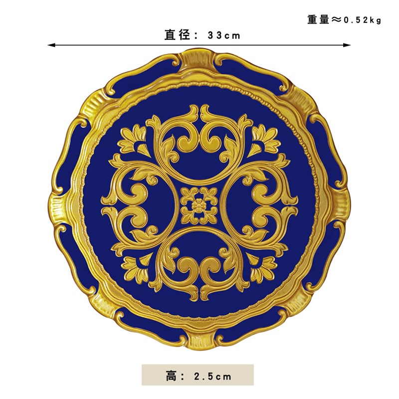 佛罗伦萨古典做旧欧式纯手工文艺复古花边圆形木托盘艺术品家居