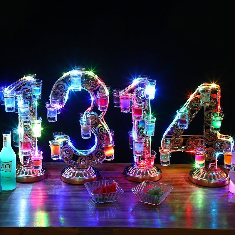 创意发光鸡尾酒杯架子 酒吧KTV用香槟酒架心形子弹杯支架吧台装饰