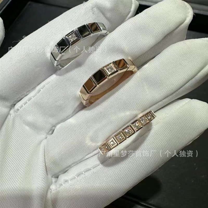 高版本萧家CNC精雕冰块戒指肖邦半钻单钻方形手工镶嵌情侣对戒