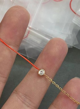 V金镀咪金 小单钻红绳手链 单戴叠戴都好看 年底佩戴红红火火