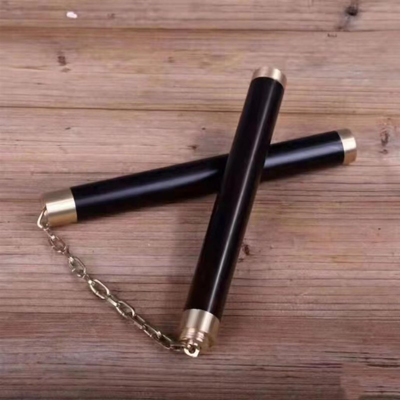 紫光檀双截棍练习棍 黑檀钢链双节棍木质武术棍二节木棍