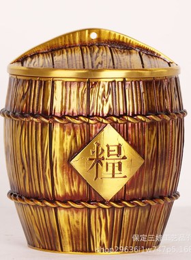 黄铜粮仓米仓送礼品铜缸摆件工艺品办公室客厅五谷丰登乔迁带盖