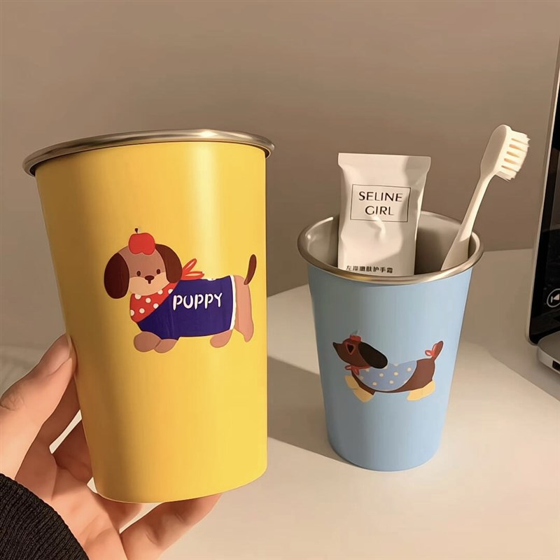 腊肠狗漱口杯f家用304不锈钢牙刷杯学生宿舍创意洗漱杯卡通情侣杯