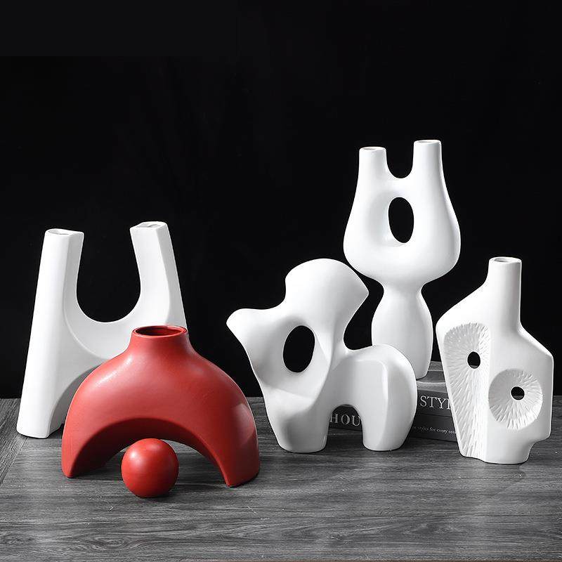 创意轻奢抽象几何陶瓷花瓶花器摆件北欧现代售楼部软装样板间饰品,模玩/动漫/周边/娃圈三坑/桌游,模型制作工具/辅料耗材,淘宝优惠券,粉丝福利购,淘宝优惠卷