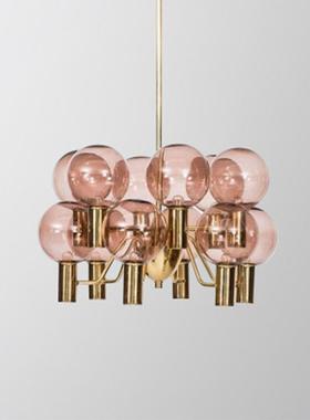 后现代简约创意客厅红色玻璃吊灯北欧餐厅卧室书房艺术样板房吊灯