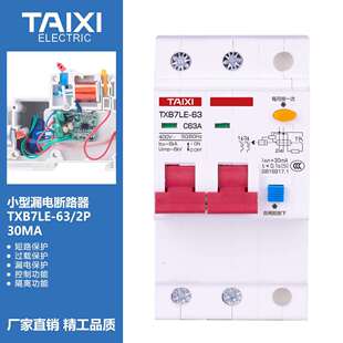 泰西小型漏电断路器TXB7LE 2P漏电保护窄型电表箱配电箱用开关